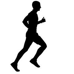 Image showing Silhouettes Runners on sprint, men. illustration.