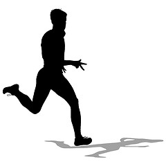 Image showing Silhouettes Runners on sprint, men. illustration.