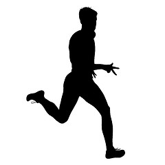 Image showing Silhouettes Runners on sprint, men. illustration.