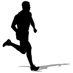 Image showing Silhouettes Runners on sprint, men. illustration.