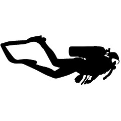 Image showing Black silhouette scuba divers.