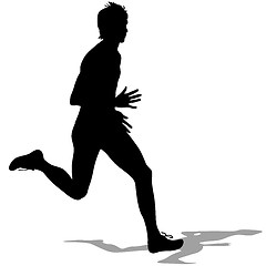 Image showing Silhouettes Runners on sprint, men. illustration.