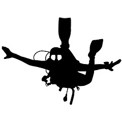 Image showing Black silhouette scuba divers.