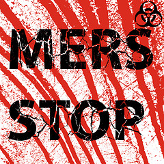 Image showing Background bloody wall Stop Mers Corona Virus sign. 