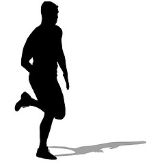 Image showing Silhouettes Runners on sprint, men. illustration.