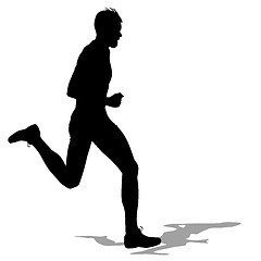 Image showing Silhouettes Runners on sprint, men. illustration.