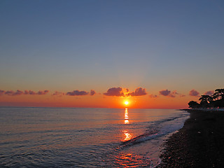 Image showing sunset in ocean Bali