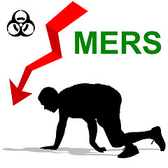 Image showing Man struck  Mers Corona Virus sign.  