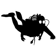 Image showing Black silhouette scuba divers. illustration.