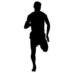 Image showing Silhouettes Runners on sprint, men. illustration.