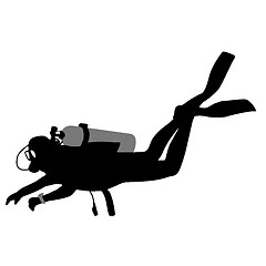 Image showing Black silhouette scuba divers. illustration.