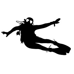 Image showing Black silhouette scuba divers.