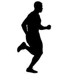 Image showing Silhouettes Runners on sprint, men. illustration.