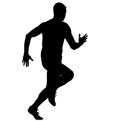 Image showing Silhouettes Runners on sprint, men. illustration.