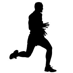 Image showing Silhouettes Runners on sprint, men. illustration.