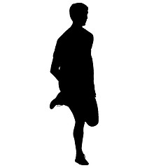 Image showing Silhouettes Runners on sprint, men. illustration.