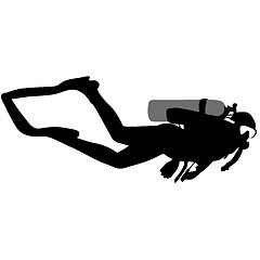 Image showing Black silhouette scuba divers. illustration.