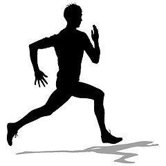 Image showing Silhouettes Runners on sprint, men. illustration.