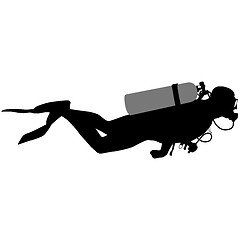 Image showing Black silhouette scuba divers. illustration.