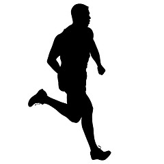 Image showing Silhouettes Runners on sprint, men. illustration.