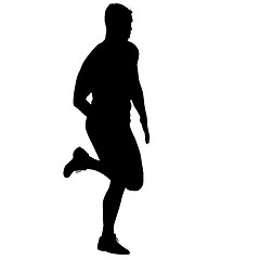 Image showing Silhouettes Runners on sprint, men. illustration.