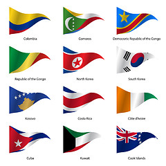 Image showing Set  Flags of world sovereign states. 