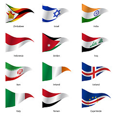 Image showing Set  Flags of world sovereign states. 