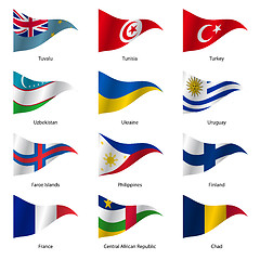 Image showing Set  Flags of world sovereign states. 