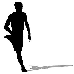 Image showing Silhouettes Runners on sprint, men. illustration.