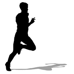 Image showing Silhouettes Runners on sprint, men. illustration.