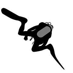 Image showing Black silhouette scuba divers. illustration.