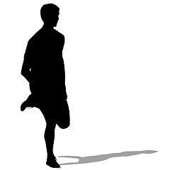 Image showing Silhouettes Runners on sprint, men. illustration.