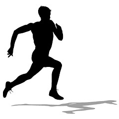 Image showing Silhouettes Runners on sprint, men. illustration.