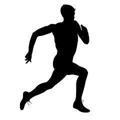 Image showing Silhouettes Runners on sprint, men. illustration.