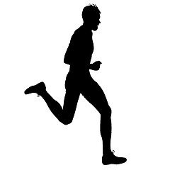 Image showing Silhouettes Runners on sprint, men. illustration.