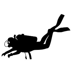 Image showing Black silhouette scuba divers. illustration.