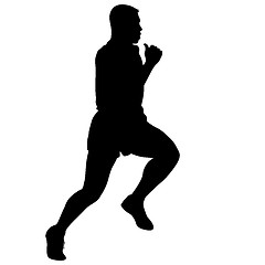 Image showing Silhouettes Runners on sprint, men. illustration.