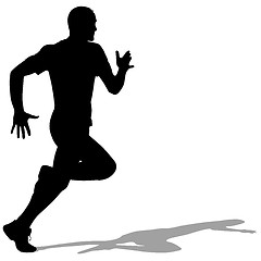 Image showing Silhouettes Runners on sprint, men. illustration.