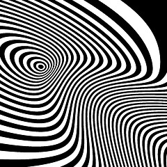 Image showing Pattern with optical illusion. Black and white background. 