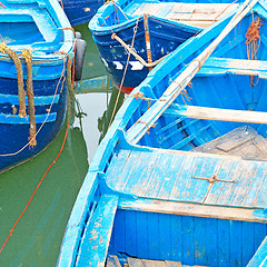 Image showing boat   in africa morocco  old harbor wood    and  abstract pier