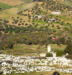 Image showing from high in the village morocco africa field and constructions