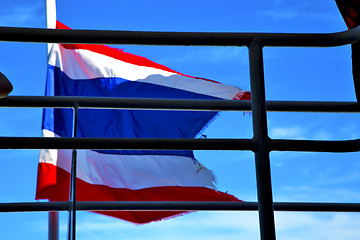 Image showing asia  kho samui  isle waving flag    in thailand and  grate blue