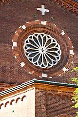 Image showing rose window  italy      the castellanza  old     tile  