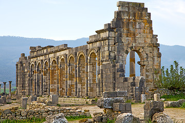 Image showing volubilis in morocco africa the old roman deteriorated monument 