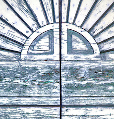 Image showing abstract sumirago cross   brass brown knocker in a   closed  