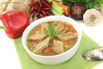 Image showing Bread soup with croutons