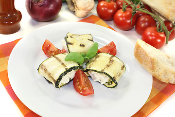 Image showing stuffed courgette rolls