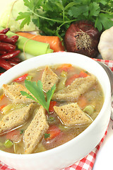 Image showing Bread soup with greens