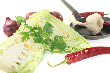 Image showing pointed cabbage with parsley