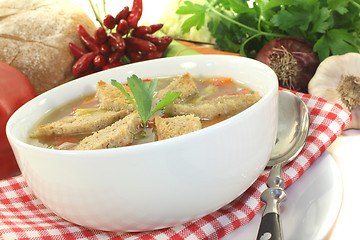 Image showing Bread soup with chilli